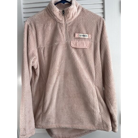 Magellan	Blush Pink Fleece Pullover With Front Zip Pockets Womens size M NWOT - Picture 1 of 11